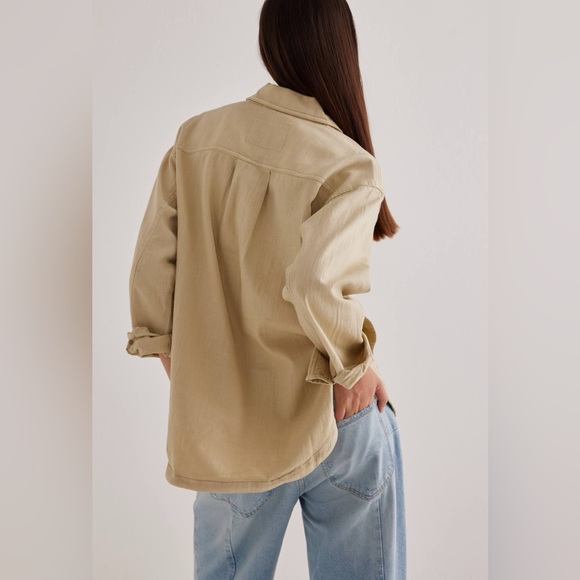 Anthropologie Pilcro Linen Shacket Beige Large - Picture 2 of 10